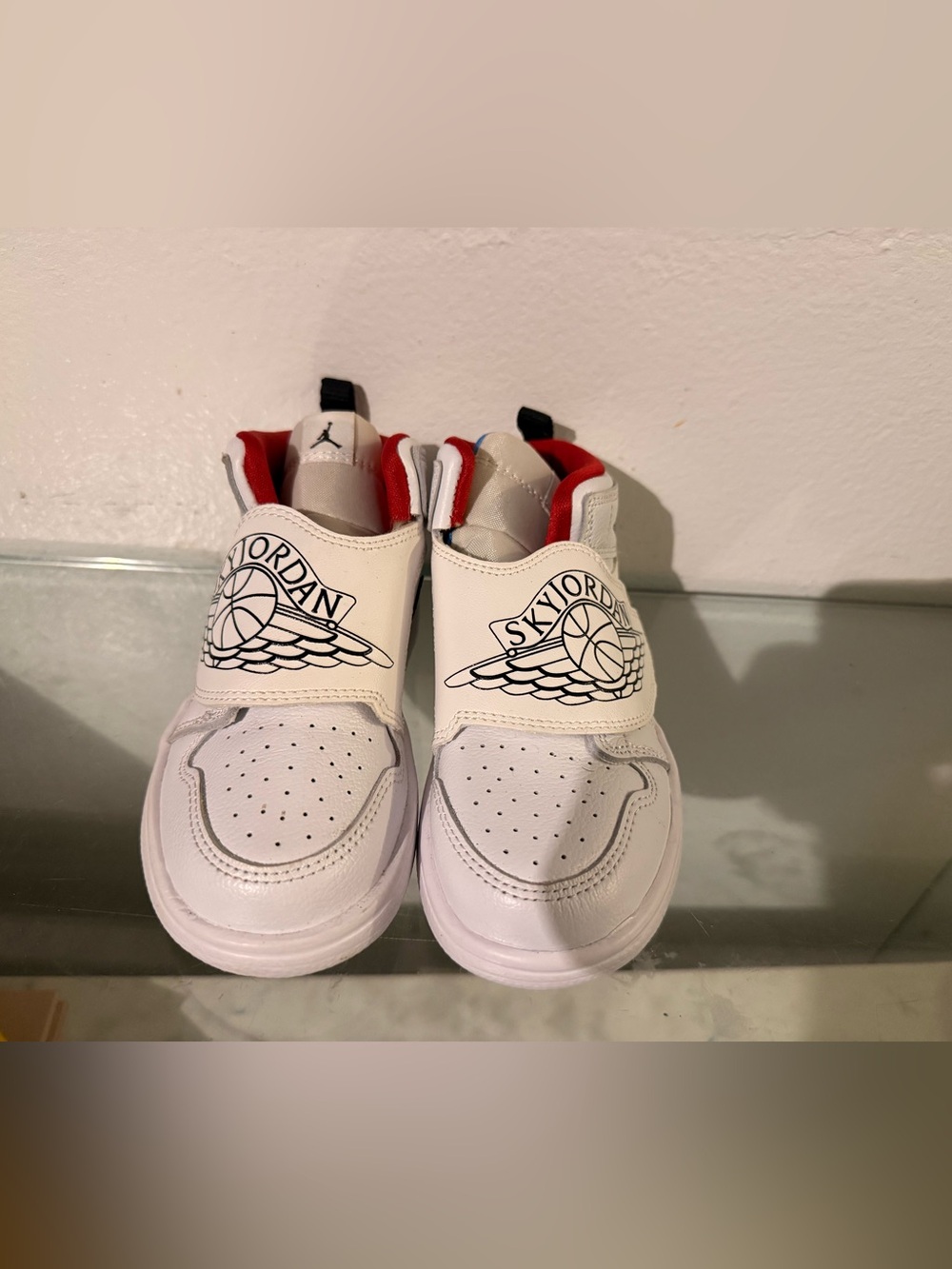 Jordan Kids White & Red Sky Jordan Strap Sneakers